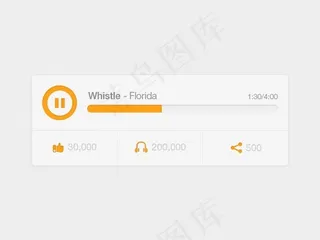 橙色按钮播放器psd素材