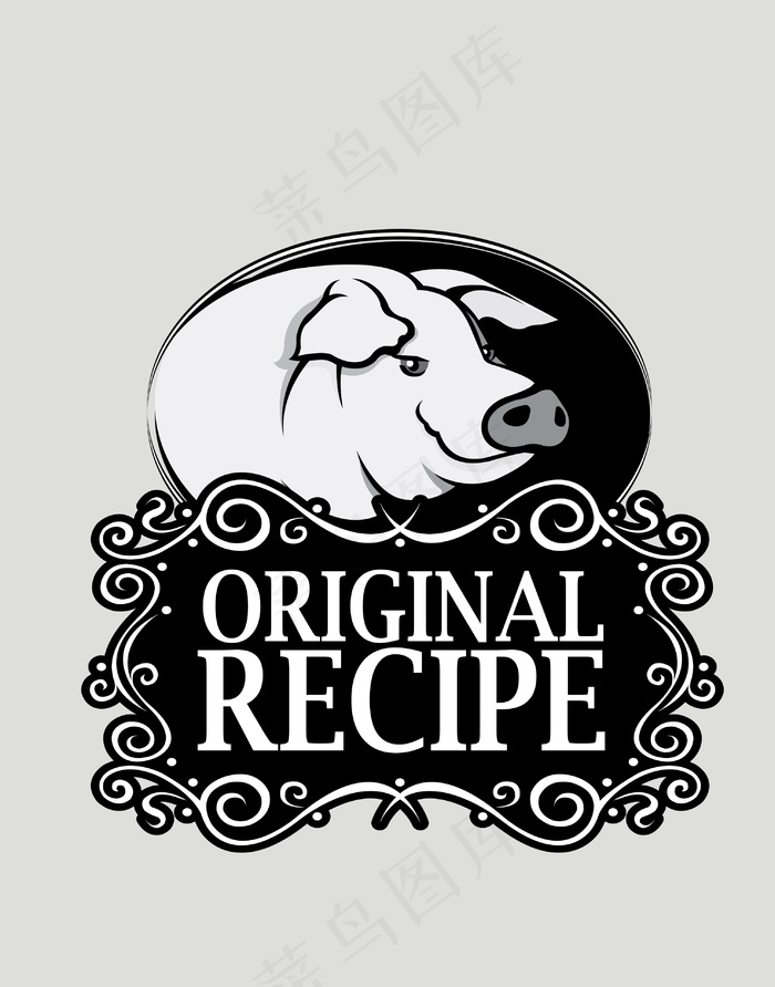 手绘动物简笔插画卡通动物猪标识牌