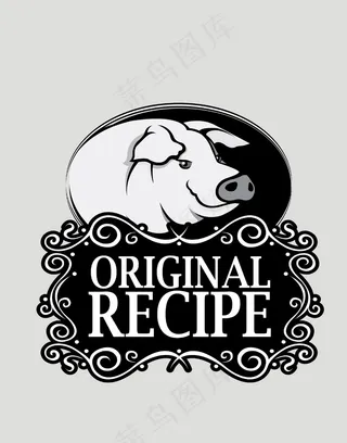 手绘动物简笔插画卡通动物猪标识牌