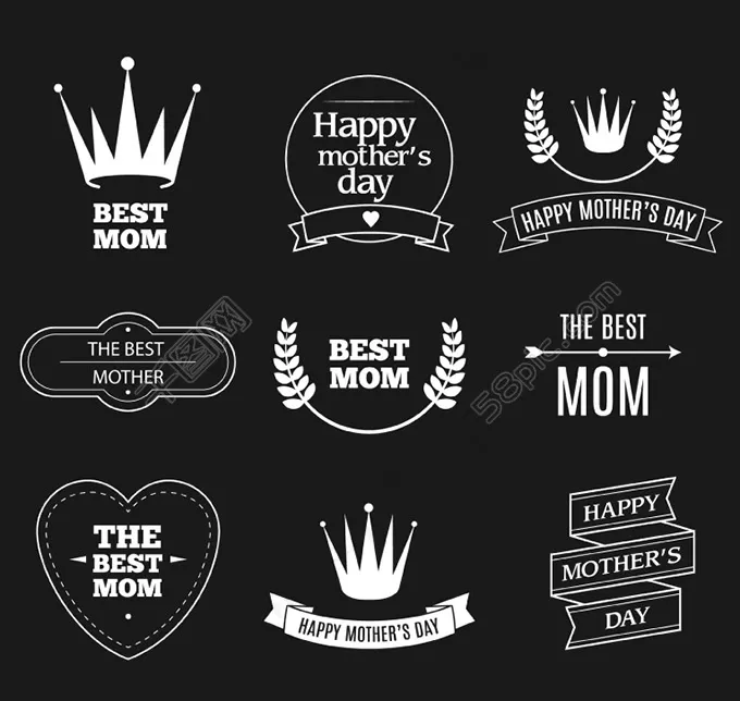 白色母亲节标签ai矢量模版下载
