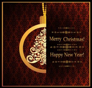 圣诞球与欧式花纹背景图片