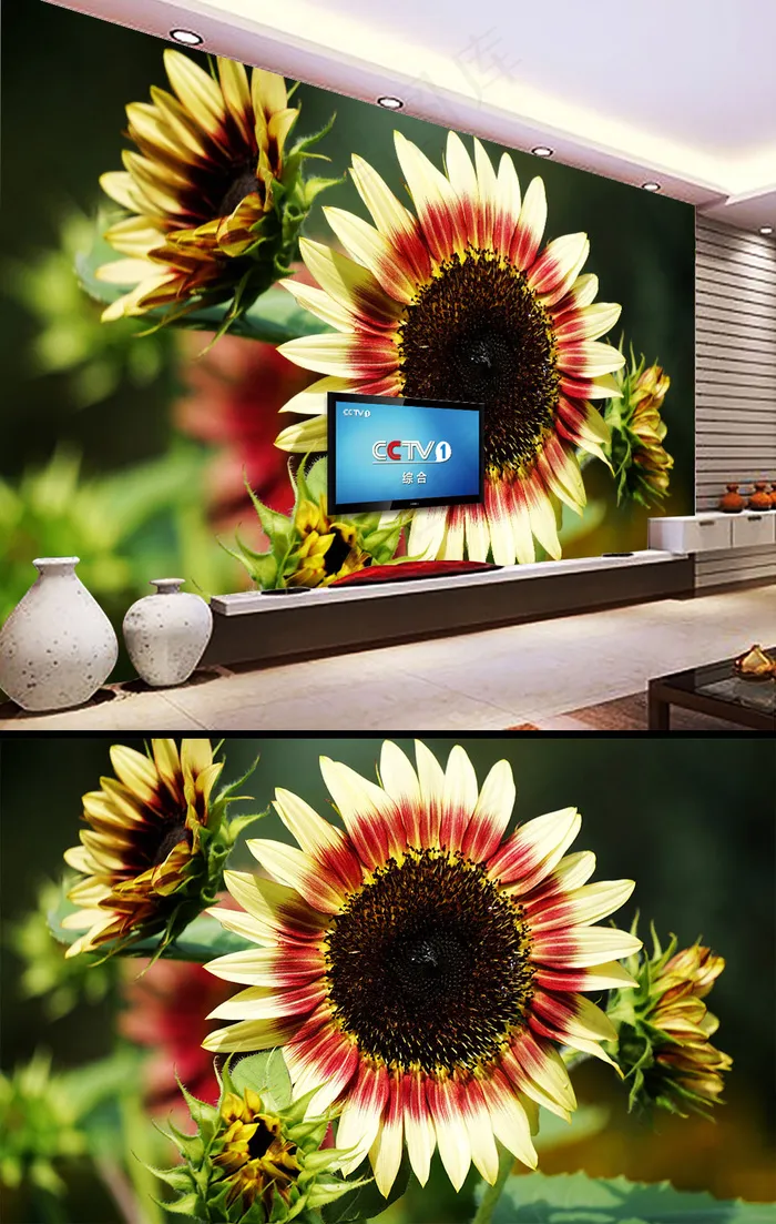大型菊花电视背景墙菊花摄影图壁画(9071X5669(DPI:72))psd模版下载