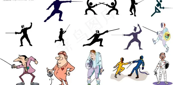 击剑运动图片ai矢量模版下载