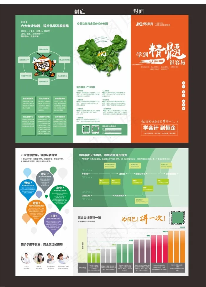 会计教育课程三折页cdr矢量模版下载