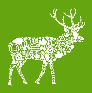 环保元素拼贴的动物形象矢量素材