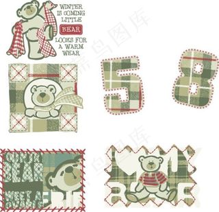 小熊布格子矢量素材