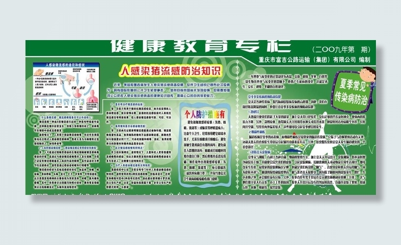 健康教育宣传栏猪流感图片(9449X4724(DPI:100))psd模版下载