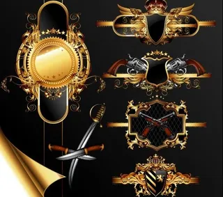 欧式复古金属标签矢量素材