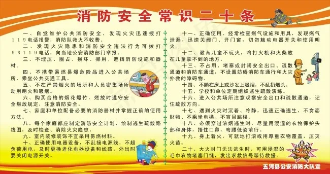 消防安全常识二十条cdr矢量模版下载