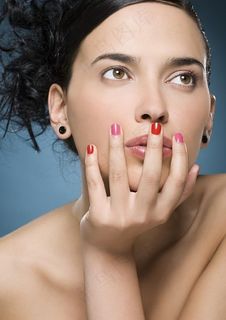 优雅时尚美女美甲嘴唇图片