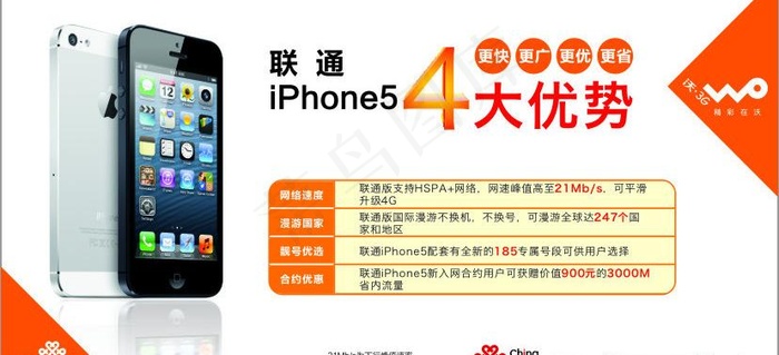联通iphone5四大优势图片cdr矢量模版下载