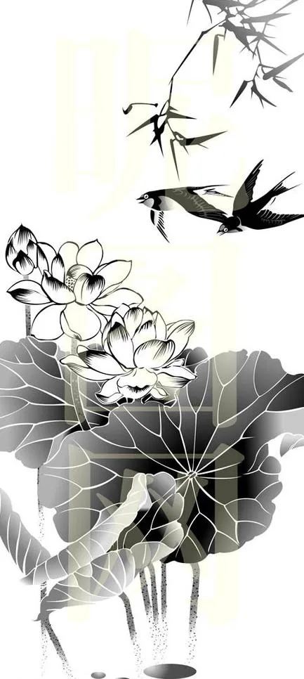 水墨荷花图片cdr矢量模版下载