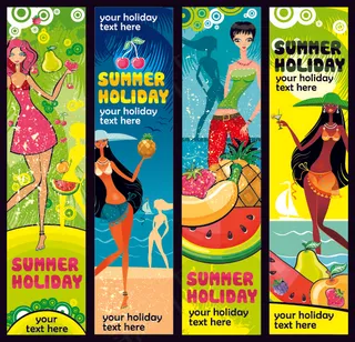 卡通易拉宝美女展板模板