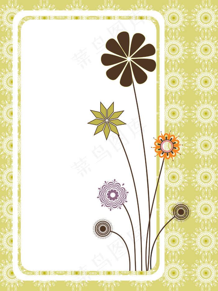 作品背景色彩鲜艳的花朵的旗帜