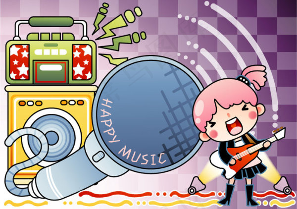 卡通音乐插画03—矢量素材