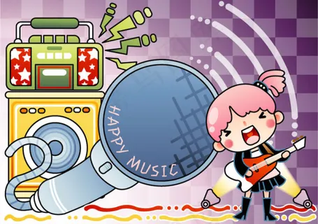 卡通音乐插画03—矢量素材