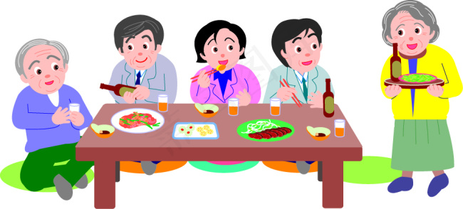 全家人吃饭矢量素材eps,ai矢量模版下载