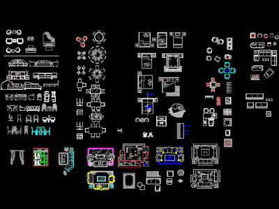 家具cad图块/床/餐桌组合/沙发...