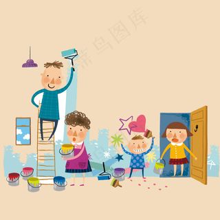 印花矢量图 卡通 卡通人物亲子专题...