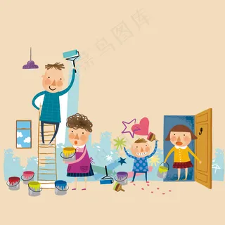 印花矢量图 卡通 卡通人物亲子专题...