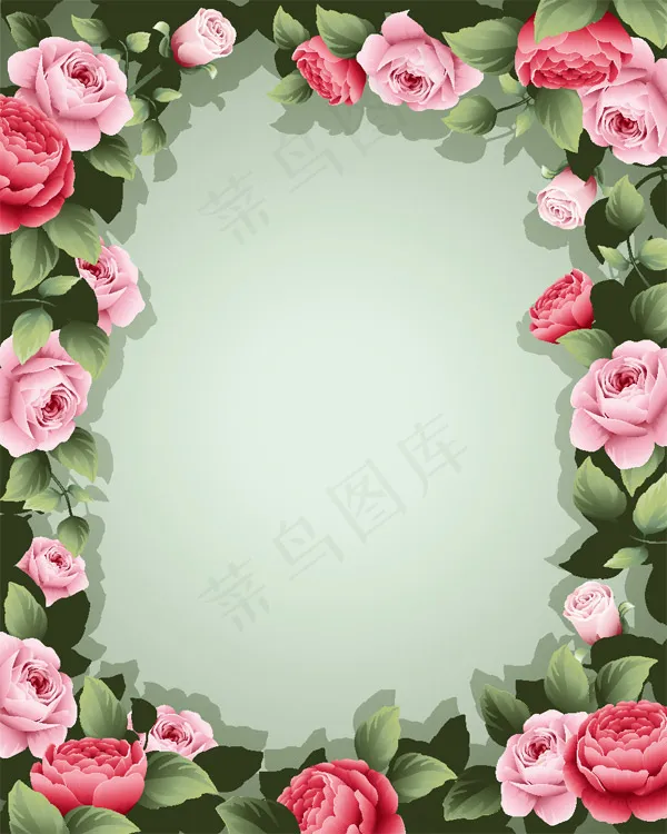 美丽卡通花朵边框底纹背景矢量素材
