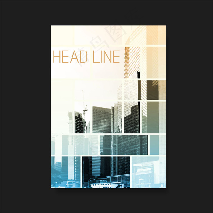 蓝色城市建筑大楼画册图片