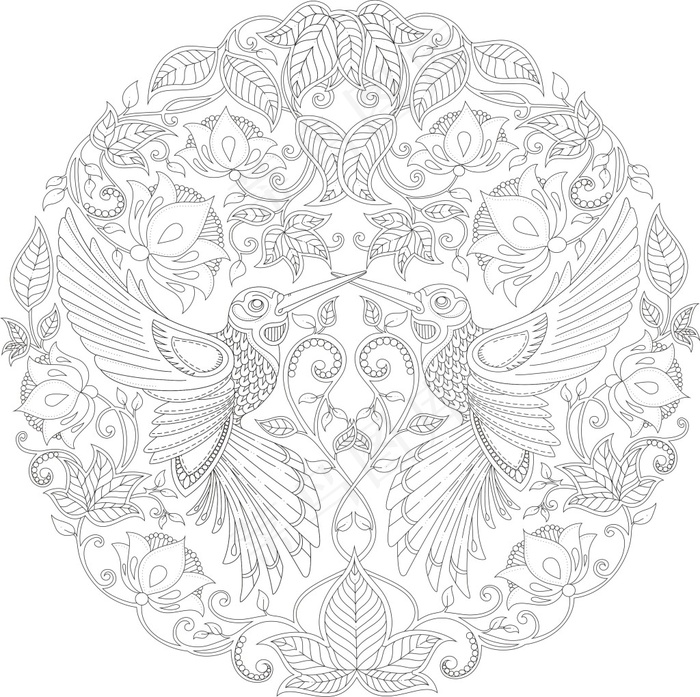 秘密花园系列之鸟cdr矢量模版下载