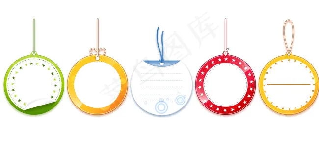 可爱圆形空白标签吊牌ai矢量模版下载