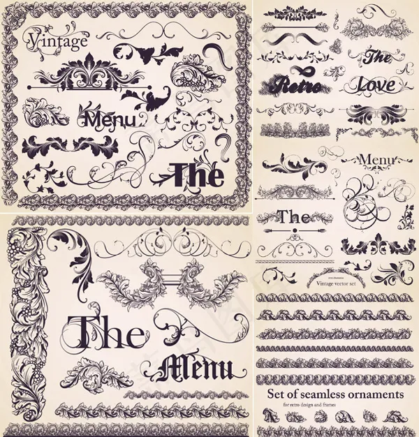 典雅欧式菜单花纹矢量素材eps,ai矢量模版下载