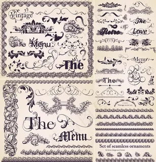 典雅欧式菜单花纹矢量素材
