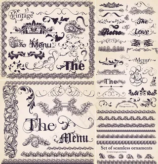 典雅欧式菜单花纹矢量素材
