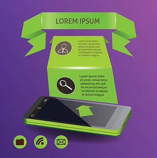 绿色手机和丝带