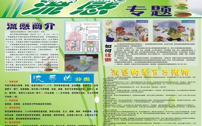 流感预防 保健宣传图片cdr矢量模版下载