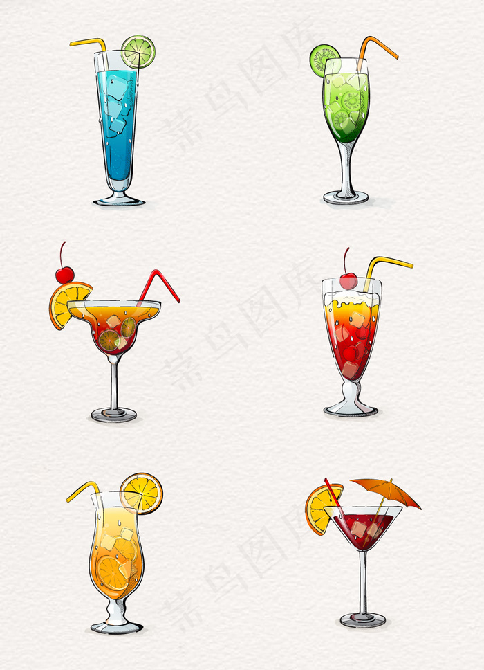 水彩绘矢量果味饮料设计素材