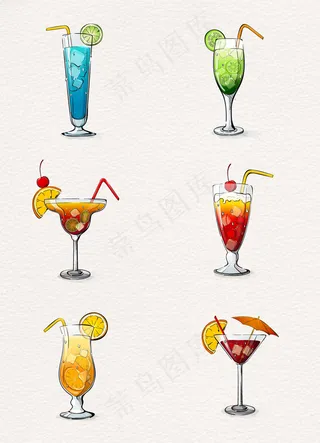 水彩绘矢量果味饮料设计素材