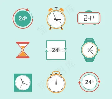 9款彩色时钟图标矢量图下载