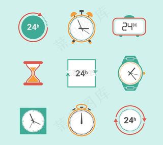9款彩色时钟图标矢量图下载