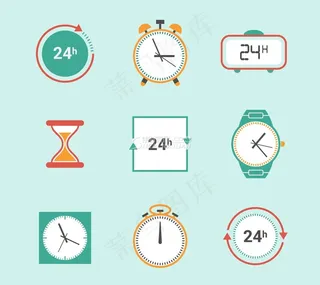 9款彩色时钟图标矢量图下载