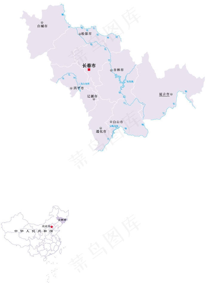 吉林省行政区域地图矢量素材eps,ai矢量模版下载