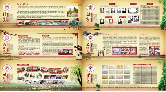 文化礼堂六廊(2990X1090)cdr矢量模版下载