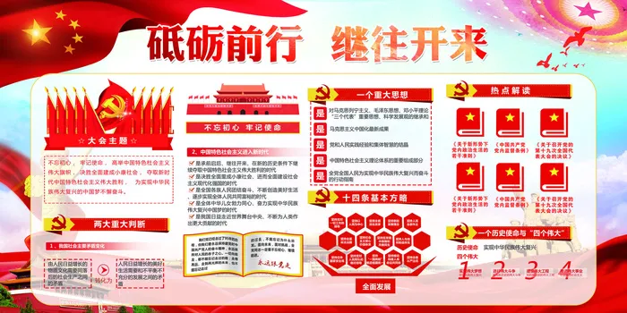 砥砺前行继续开来宣传展板设计psd模版下载