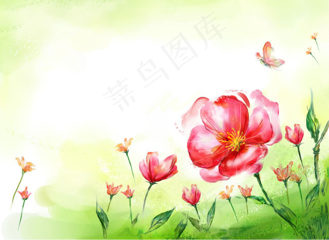 手绘春天花朵psd素材