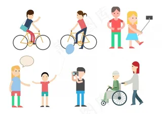 公园里的人物插画