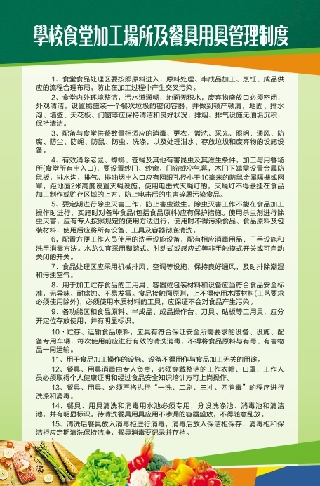 学校食堂加工场所及餐具用具管理制度cdr矢量模版下载