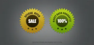 2个锯齿促销徽章PSD文件素材