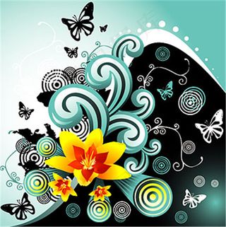 花蕾炫动蝴蝶矢量素材