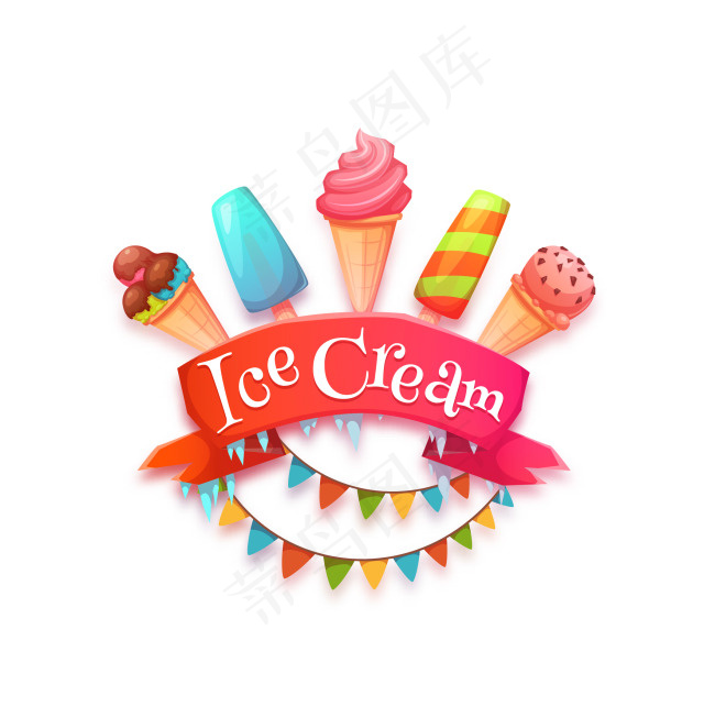 美味的冰淇淋雪糕等甜品矢量素材