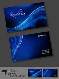 蓝色光晕矢量名片设计素材
