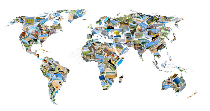 照片组成的世界地图
