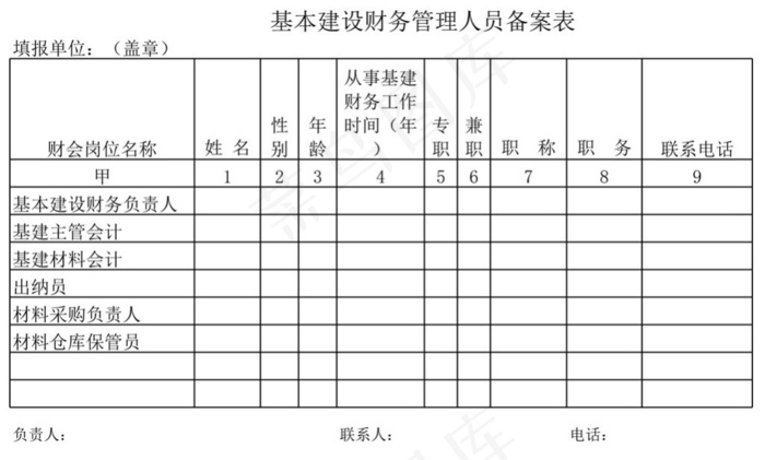 基本建设财务管理人员备案表